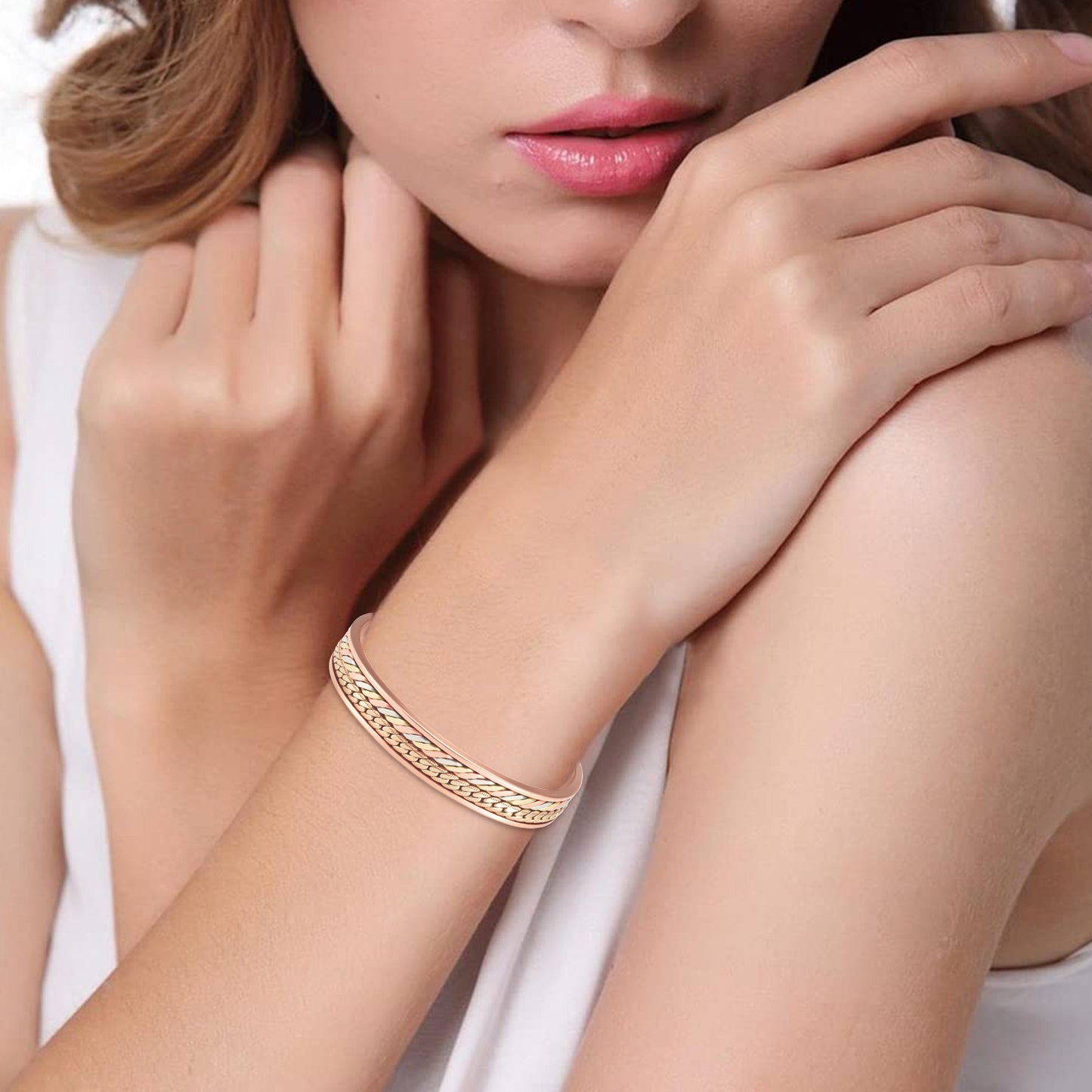 Fashion Crystal Magnetic Copper Bracelets for Women, Arthritis and Joint Pain Therapy, Wristbands for Carpal Tunnel Zircon Bracelets