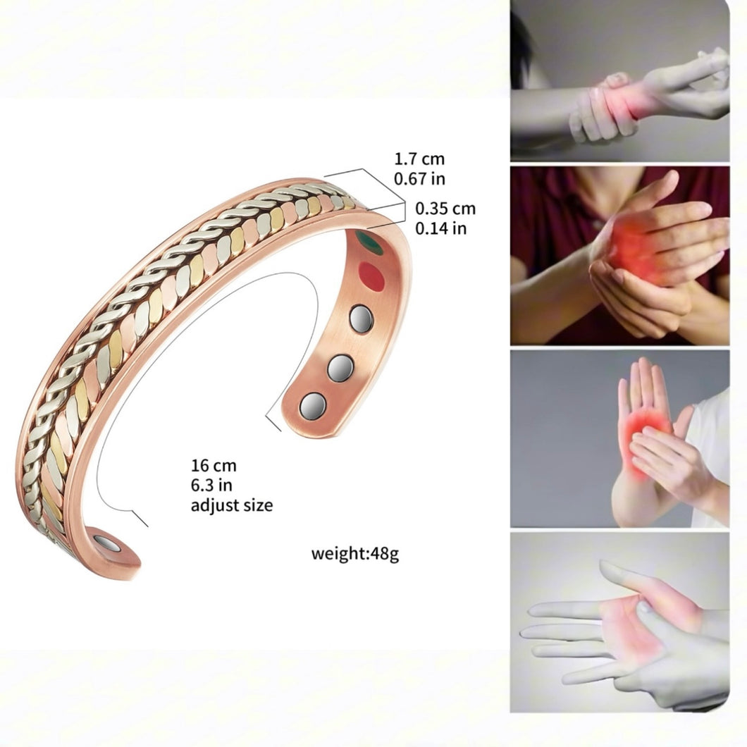 Fashion Crystal Magnetic Copper Bracelets for Women, Arthritis and Joint Pain Therapy, Wristbands for Carpal Tunnel Zircon Bracelets